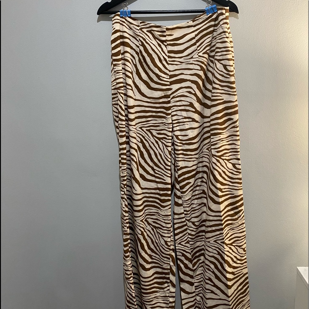 zebra print flare pants